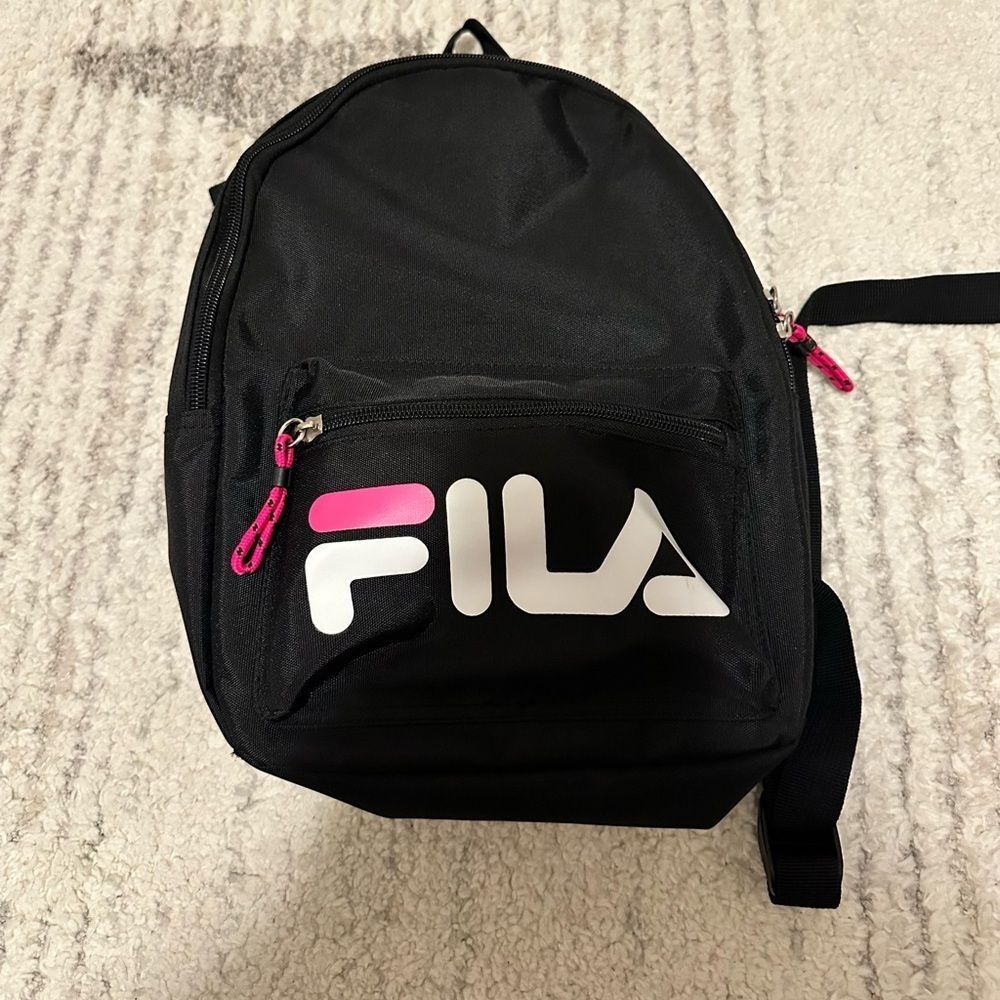 Fila Black Mini Backpack with Pink Zippers